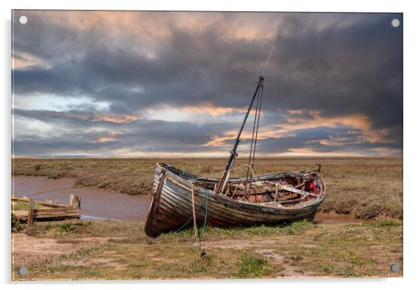 Old Boat at Thornham Staithe Acrylic by Kevin Snelling
