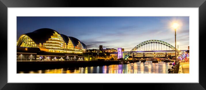 Newcastle Quayside at night Framed Mounted Print by Northeast Images