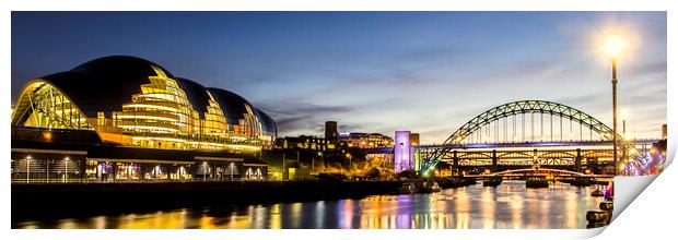 Newcastle Quayside at night Print by Northeast Images