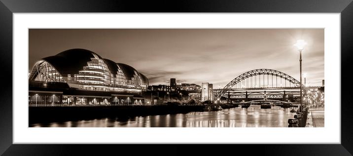 Newcastle Quayside mono Framed Mounted Print by Northeast Images