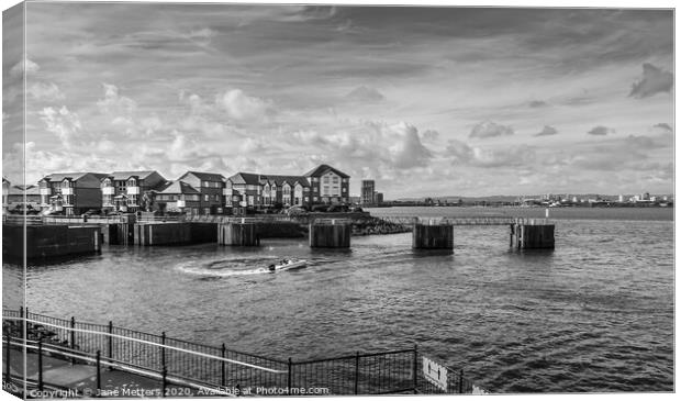 Overlooking Cardiff Bay Canvas Print by Jane Metters