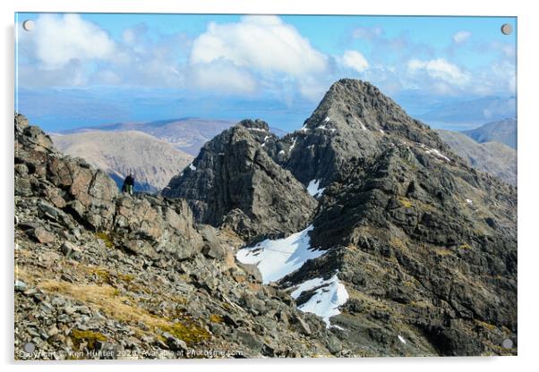 Climbing on the Skye Cuillin Ridge  Acrylic by Ken Hunter