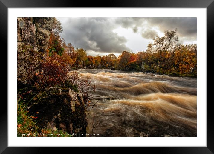 A fast flow down the river Snizort Framed Mounted Print by Richard Smith