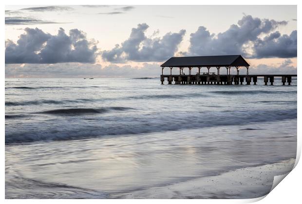 Hanalei Pier at Dusk Print by Belinda Greb