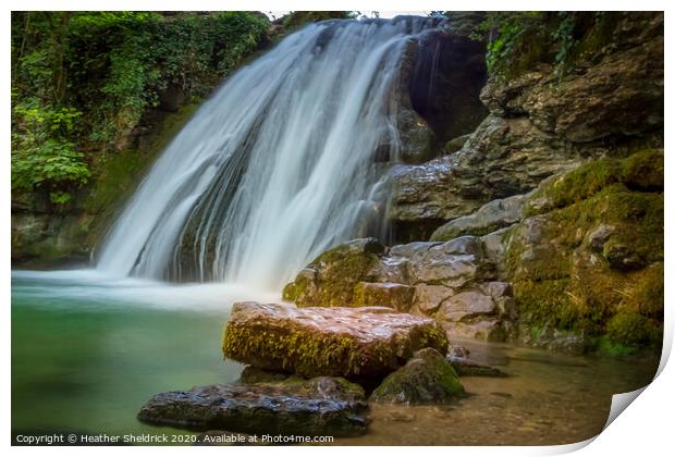Janets Foss waterfall near Malham Print by Heather Sheldrick