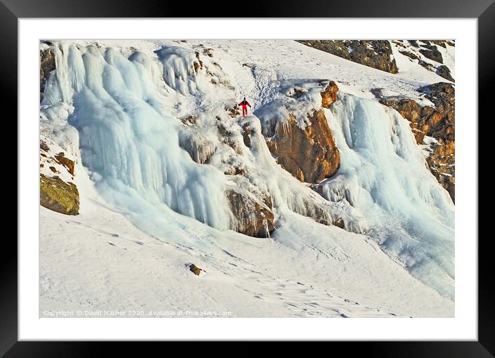 Extreme skiing Framed Mounted Print by David Mather