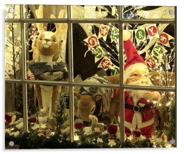 Christmas shop window Acrylic by Simon Johnson