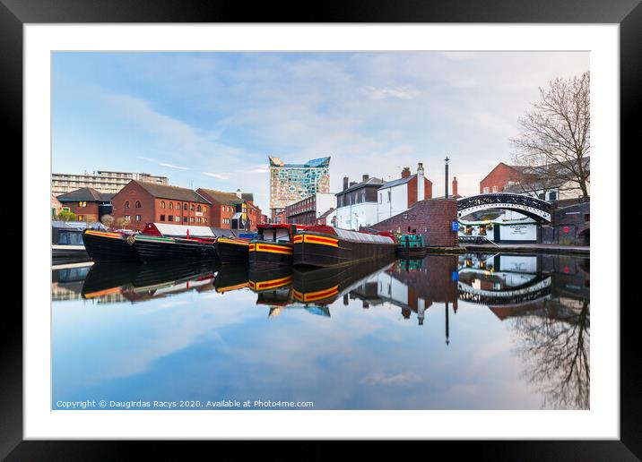 Gas Street Canal reflections, Birmingham Framed Mounted Print by Daugirdas Racys