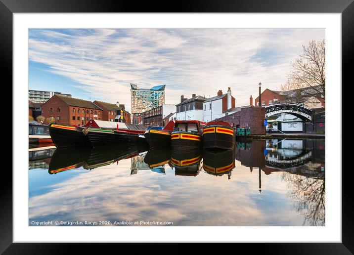 Gas Street Canal reflections, Birmingham Framed Mounted Print by Daugirdas Racys