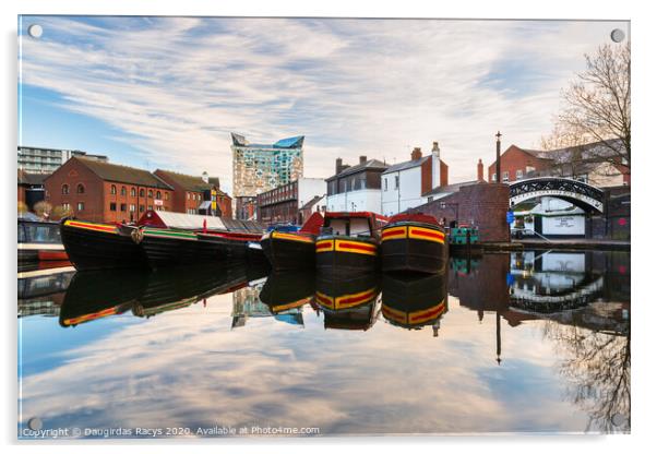 Gas Street Canal reflections, Birmingham Acrylic by Daugirdas Racys