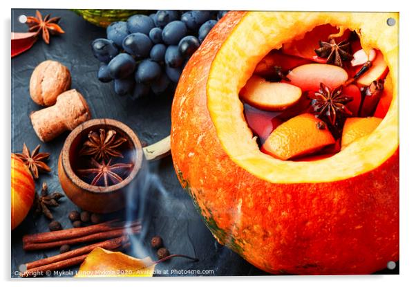 Mulled wine in pumpkin Acrylic by Mykola Lunov Mykola