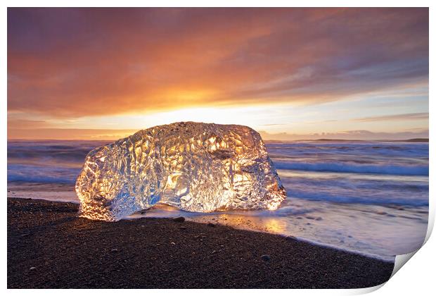 Melting Ice on Beach, Iceland Print by Arterra 
