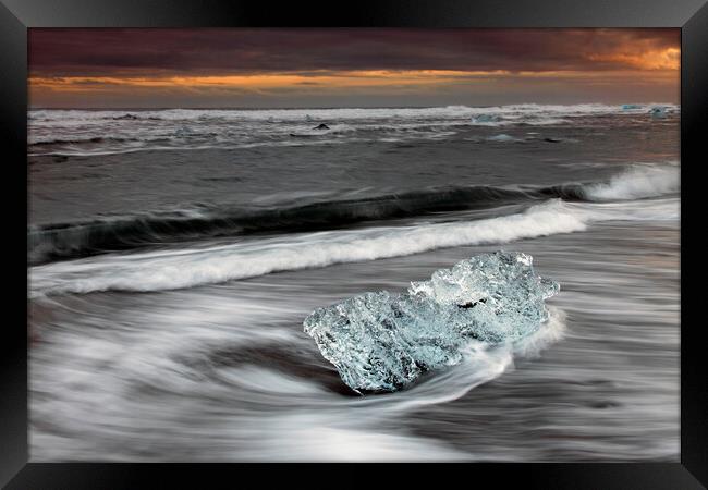 Ice on Iceland Beach  Framed Print by Arterra 
