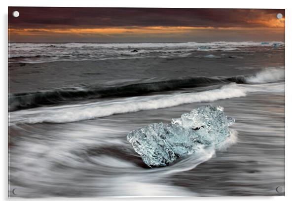 Ice on Iceland Beach  Acrylic by Arterra 