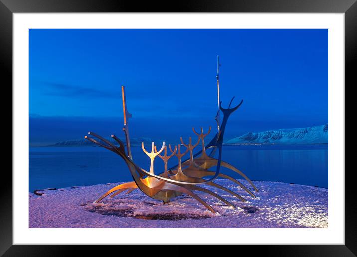 Sun Voyager in Winter, Iceland Framed Mounted Print by Arterra 