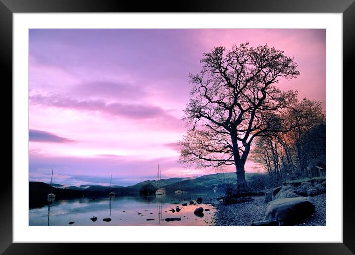 The lake at dusk Framed Mounted Print by Rachael Hood