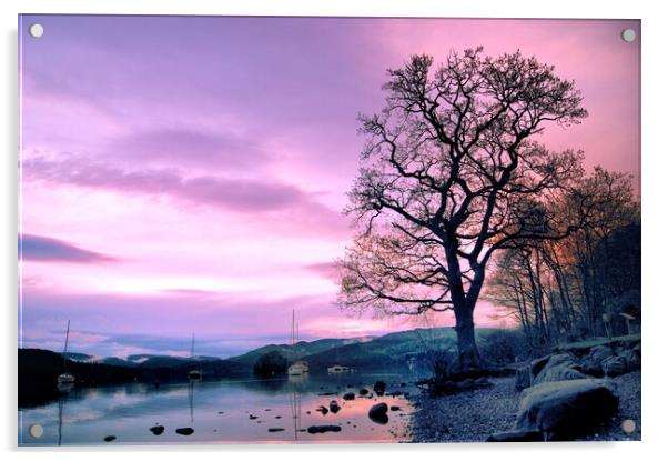 The lake at dusk Acrylic by Rachael Hood