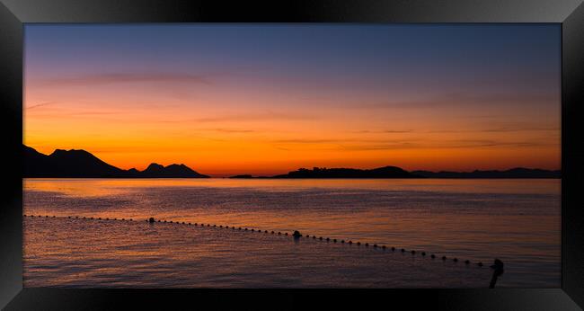 Sunrise over the Peljesac channel Framed Print by Jason Wells