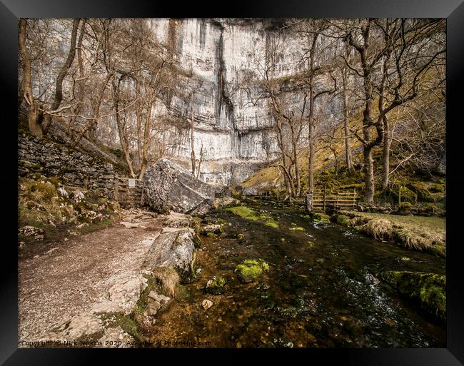 Malham Cove  beck Close Up in the Yorkshire Dales Framed Print by Nick Jenkins
