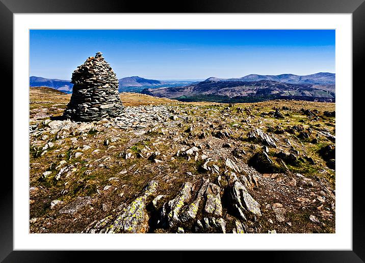 High Spy's Impressive Summit Cairn Framed Mounted Print by David Lewins (LRPS)