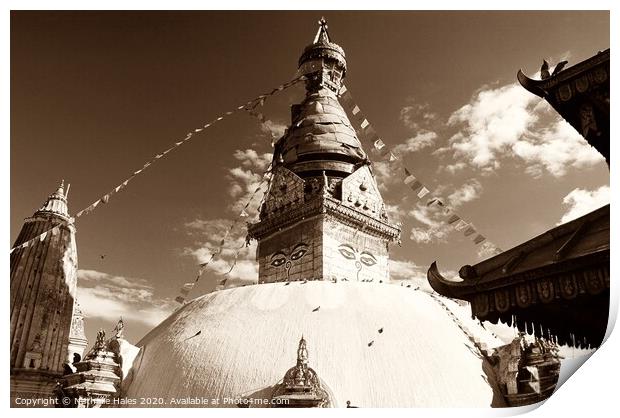 Swayambhunath Temple, Kathmandu Nepal Print by Nathalie Hales