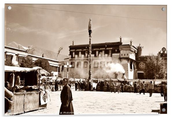 Jokhang Market, Lhasa Acrylic by Nathalie Hales