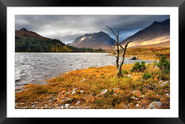 Breaking light over Loch Clair Framed Mounted Print by Chris Drabble