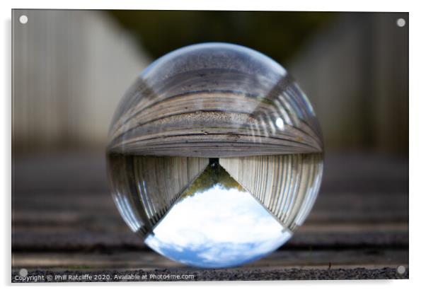 Bridge through a crystal ball Acrylic by Phill Ratcliffe