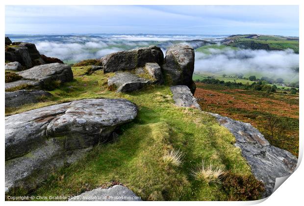 Cloud inversion over the Derwent Valley. Print by Chris Drabble