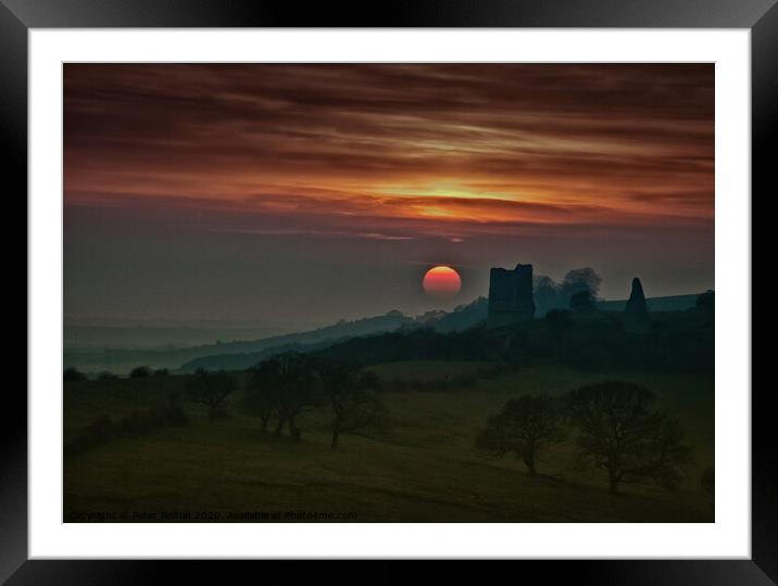 Sunset at Hadleigh Castle, Essex, UK. Framed Mounted Print by Peter Bolton