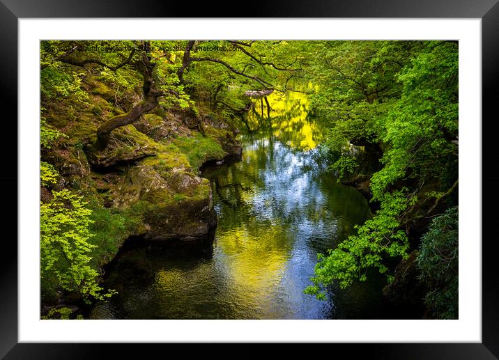 Colour reflected in the Afon Glaslyn, North Wales Framed Mounted Print by Andrew Kearton