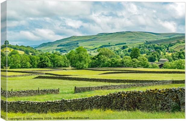 Looking down Swaledale from Muker Yorkshire Dales Canvas Print by Nick Jenkins