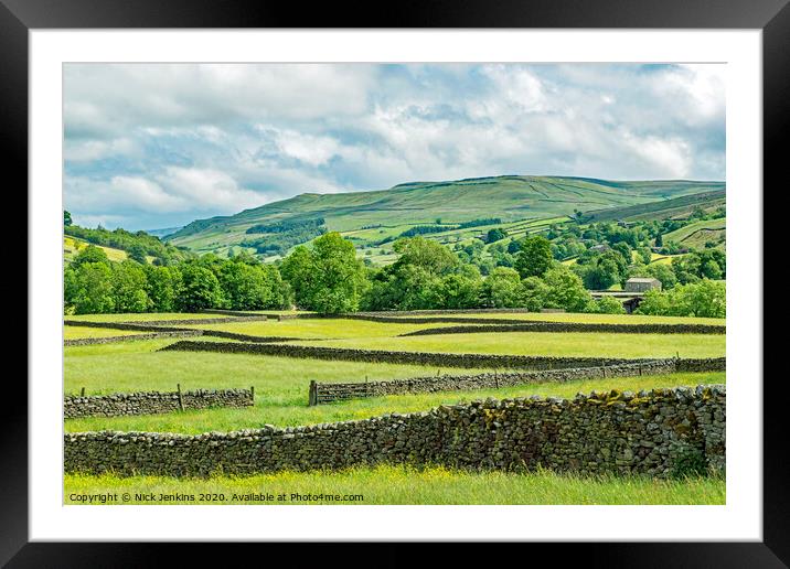 Looking down Swaledale from Muker Yorkshire Dales Framed Mounted Print by Nick Jenkins