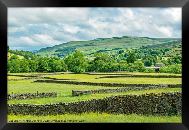 Looking down Swaledale from Muker Yorkshire Dales Framed Print by Nick Jenkins
