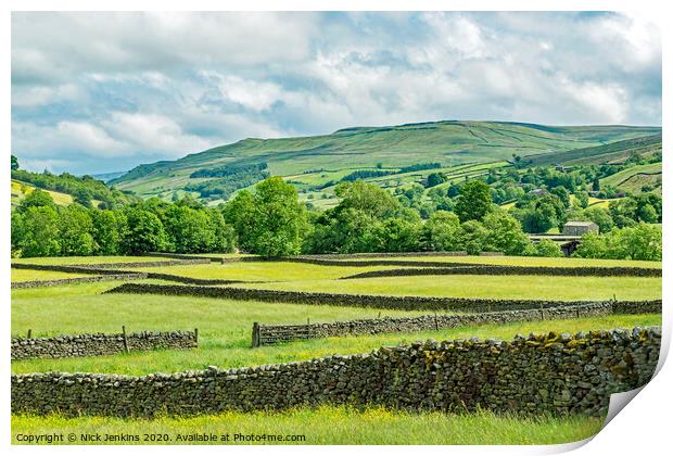 Looking down Swaledale from Muker Yorkshire Dales Print by Nick Jenkins