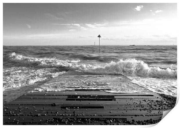 Outgoing tide at Thorpe Bay, Essex, UK. Print by Peter Bolton