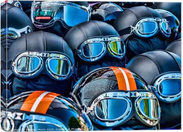 Motorcycle helmets and goggles Canvas Print by Stephen Munn