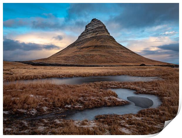 Kirkjuvell Mountain, Iceland Print by Lesley Moran