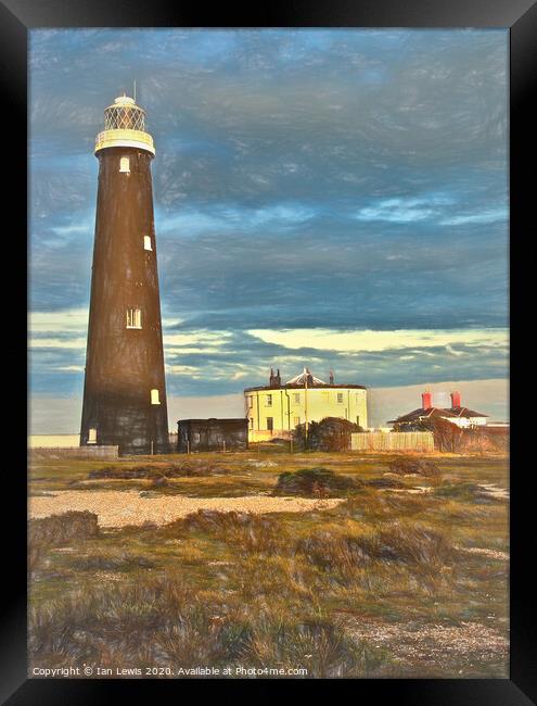 The Old Dungeness Lighthouse as Digital Art Framed Print by Ian Lewis