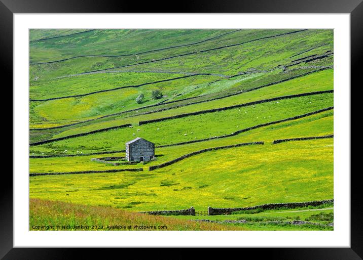 Dales barn near Gayle Wensleydale Yorkshire Dales Framed Mounted Print by Nick Jenkins
