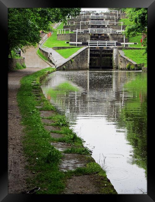 Bingley Five-Rise staircase locks, West Yorkshire Framed Print by Laurence Tobin