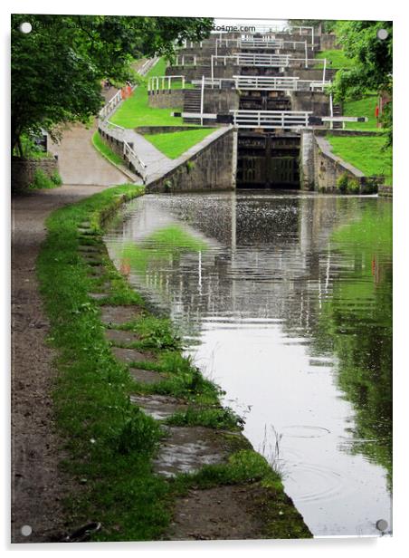 Bingley Five-Rise staircase locks, West Yorkshire Acrylic by Laurence Tobin