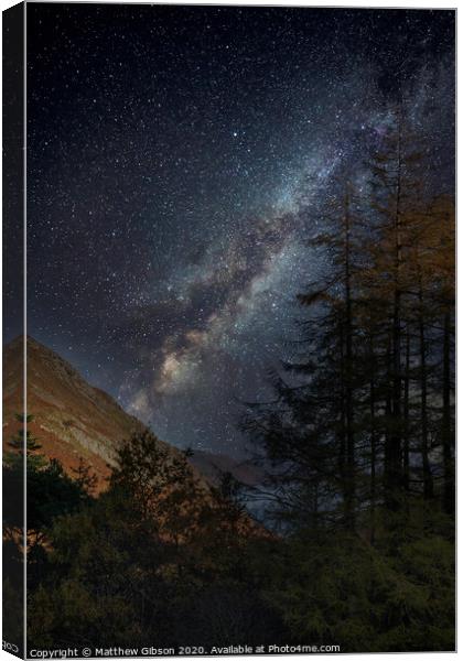 Stunning majestic digital composite landscape of Milky Way over Hallin Fell in Lake District Canvas Print by Matthew Gibson