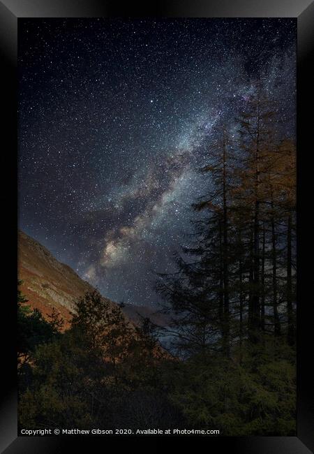 Stunning majestic digital composite landscape of Milky Way over Hallin Fell in Lake District Framed Print by Matthew Gibson