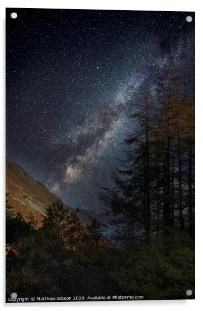 Stunning majestic digital composite landscape of Milky Way over Hallin Fell in Lake District Acrylic by Matthew Gibson