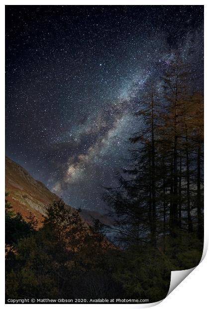 Stunning majestic digital composite landscape of Milky Way over Hallin Fell in Lake District Print by Matthew Gibson