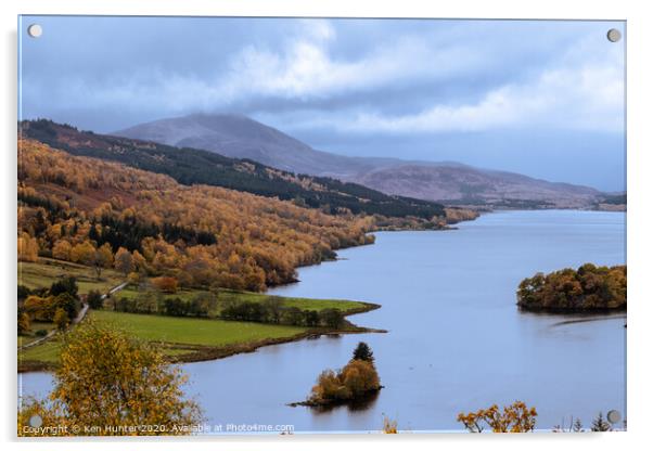 Loch Tummel and Schehallion in Autumn Acrylic by Ken Hunter