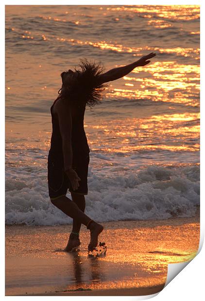 Dancing in the Surf at Sunset, Varkala, Kerala, In Print by Serena Bowles