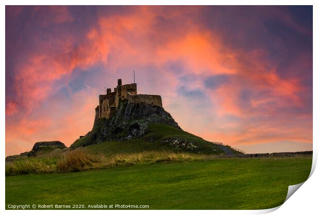 Lindisfarne Castle at Dawn Print by Lrd Robert Barnes