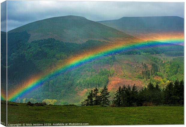 Rainbow over the Talybont Valley Brecon Beacons Canvas Print by Nick Jenkins